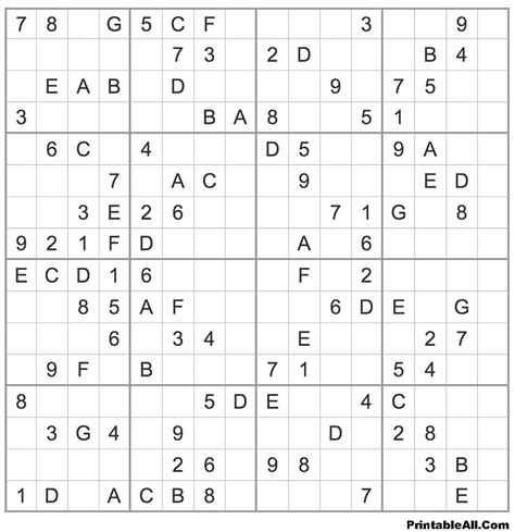 Printable Medium Sudoku 16x16 Sheet 1 Free Download And Print For You