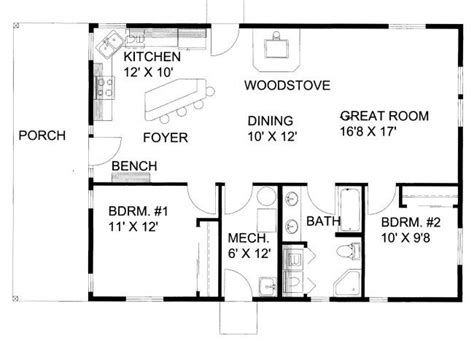 1200 Square Foot One Story Floor Plan 1200 Square Feet 2 Bedrooms 1