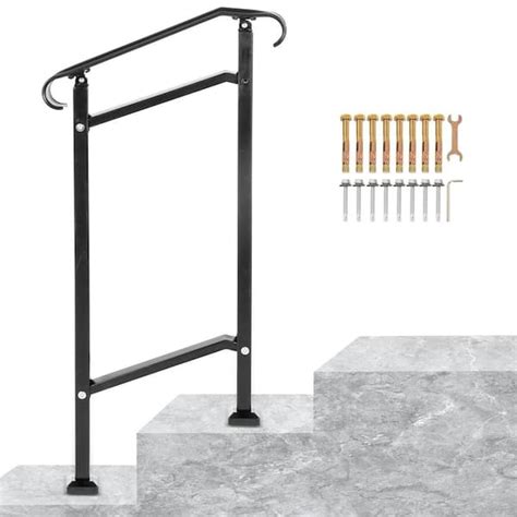 Vevor Outdoor Stair Railing Fit 1 Or 2 Steps Wrought Iron Handrail