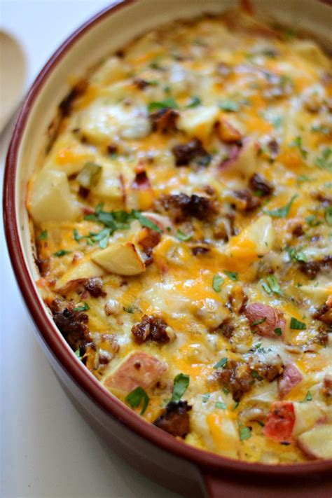 Large eggs, onion, bulk sausage, shredded extra sharp cheddar cheese and 6 more. Easy Egg, Potato, and Sausage Breakfast Casserole