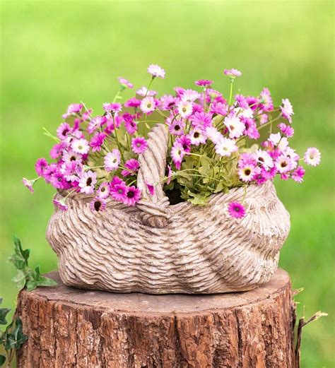 A Tisket A Tasket A Wicker Look Cast Resin Basket For Your Plants