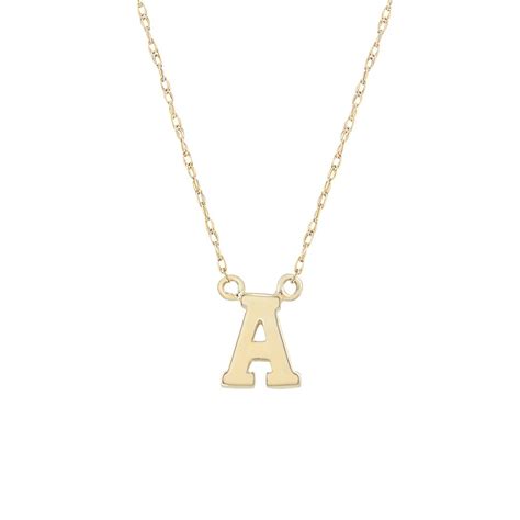 Unbrand 14k Yellow Gold Classic Alphabet Initial Pendant Necklace A