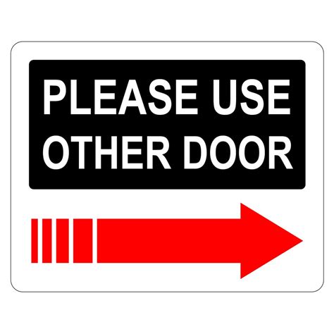 Ksv05120r Please Use Other Door With Righ Arrow Pvc Sign Sticker