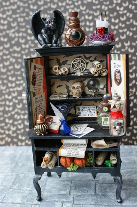 112th Dollhouse Miniature Witches Spell Cabinet Complete With