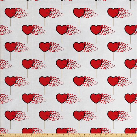 Valentines Day Fabric By The Yard Abstract Hearts Lollipops Rhythmic