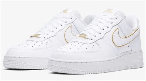 Nike's air force 1 and air more money join the particle beige club: Nike Air Force 1 '07 Essential Regal Gold | The Sole Womens