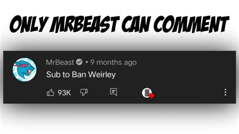 Only Mr Beast Can Comment Youtube