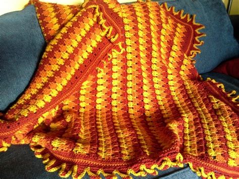 Long Double Crochet Afghan Fire Border Not Your Grandmas Crochet