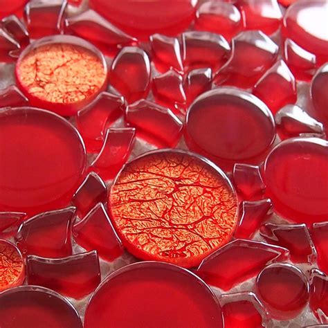 Red Mosaic Tiles Penny Round Crystal Glass Mosaic Tile For Kitchen Backsplash Mc005 In
