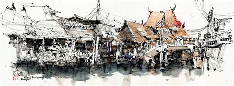 Paintings Of Penang Malaysia Travelling Artist Architecture Sketch
