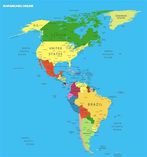 America Mapa America Del Sur Latino America Mapa Polityczna Estados