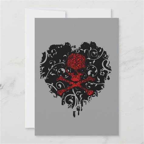 Poison Heart Skull Gothic Bridal Shower Invitation Zazzle