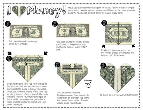 How To Fold A Dollar Into A Heart Easy Dollar Poster