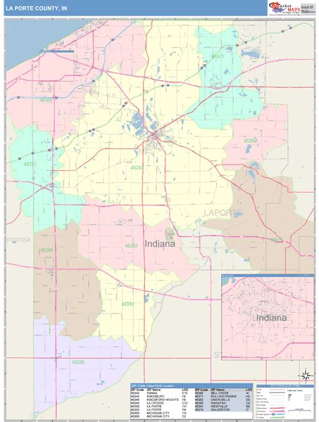 La Porte County In Wall Map Color Cast Style By Marketmaps