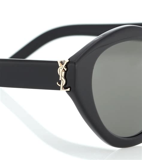saint laurent synthetic m60 oval sunglasses in black lyst