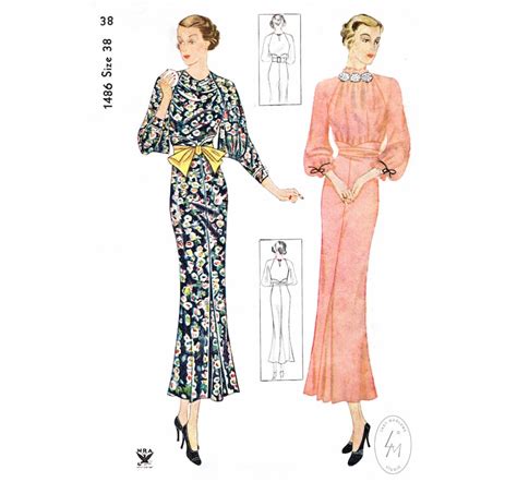 Vintage Sewing Pattern 1930s 30s Dress Art Deco Style Etsy