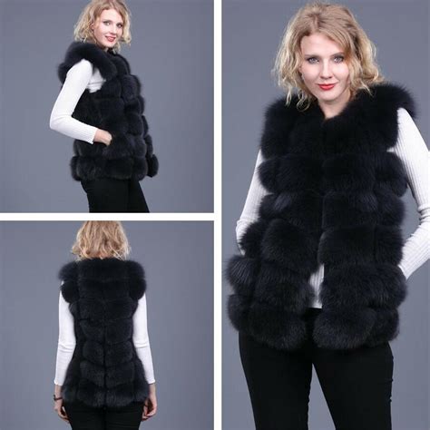 2021 New Real Fox Fur Womens Vest Leather Fashion Luxury Thick Warm