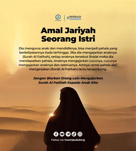 Amal Jariyah Seorang Istri