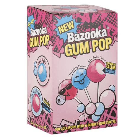 Bazooka Lollipop Fill With Bubble Gum 14 Gr Pack Of 100 Wholesale