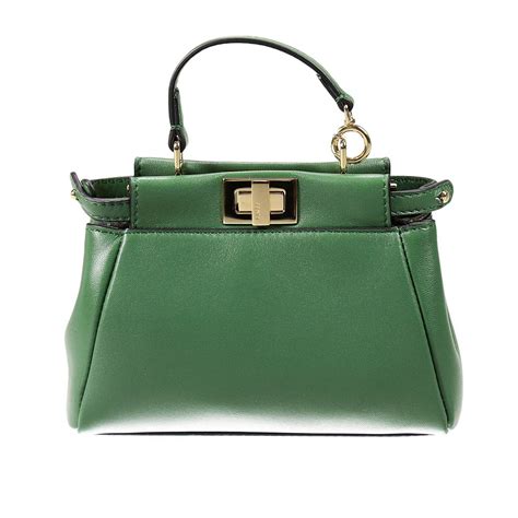 Fendi Handbag Leather With Shoulder Micro Peekaboo Bag In Green Lyst