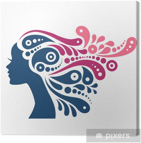 Obraz Na Plátně Krásná žena Silueta Tetování Abstraktní Dívka Vlasy