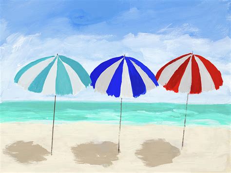 Beach Umbrella Trio Painting By Julie Derice
