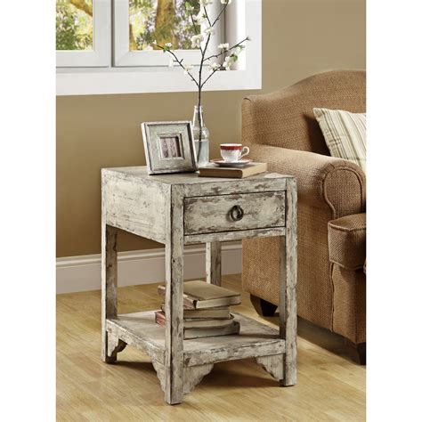 Mixed Taupe Reclaimed Wood 1 Drawer Accent Table Free Shipping Today