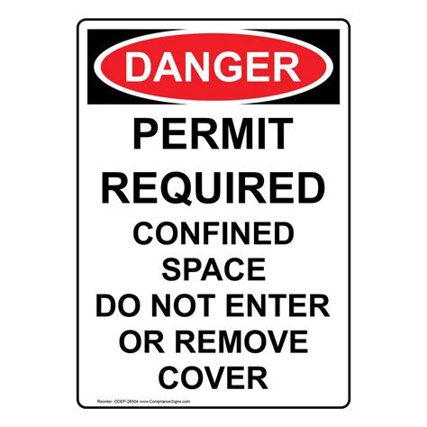 Portrait OSHA DANGER Permit Required Sign With Symbol ODEP 28554