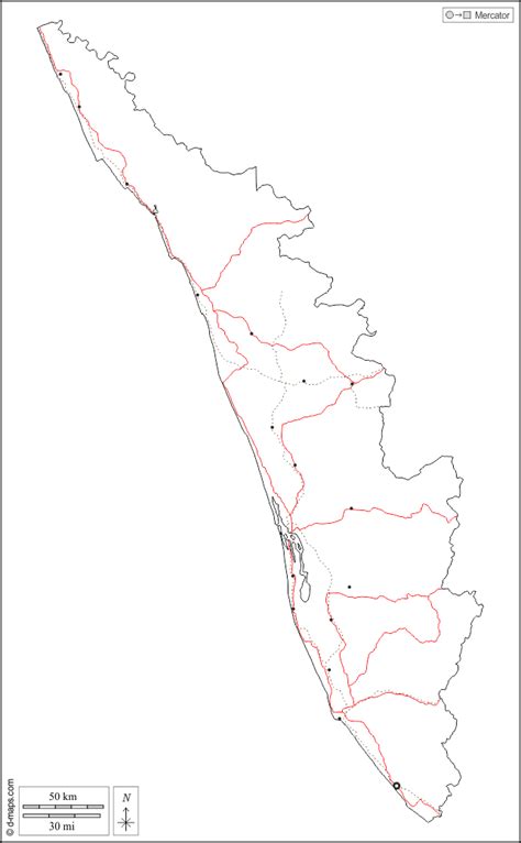 Searchable map/satellite view of kerala. Kerala free map, free blank map, free outline map, free base map outline, main cities, roads (white)