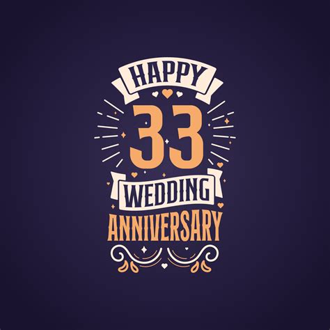 Happy 33rd Wedding Anniversary Quote Lettering Design 33 Years