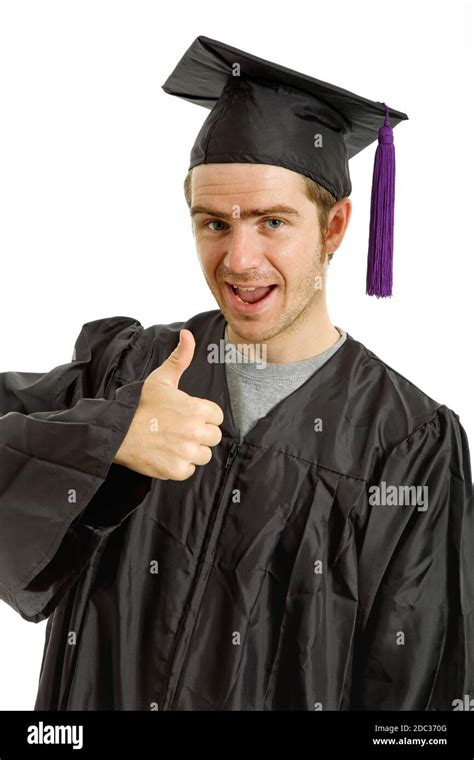 Happy Young Man After His Graduation Isolated On White Stock Photo Alamy