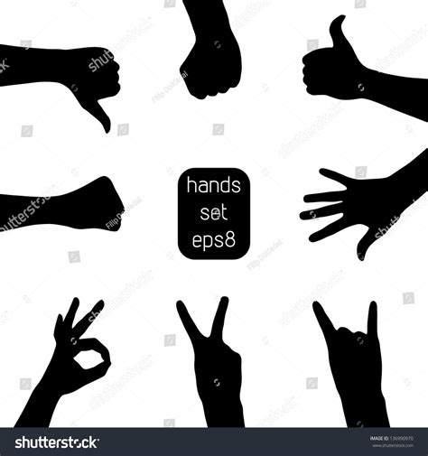 Set Vector Hand Silhouettes Eps8 Stock Vector Royalty Free 136990970