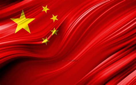 Download Wallpapers 4k Chinese Flag Asian Countries 3d Waves Flag