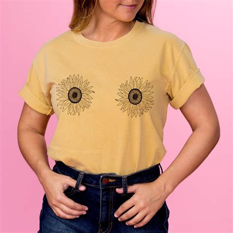 Sunflower Boobs Shirt Mustard Color Shirt Graphic Tee Etsy