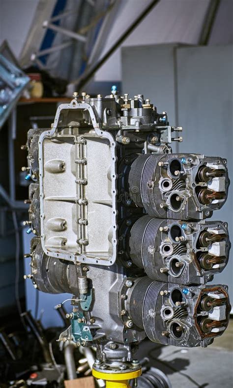 Aviation Six Cylinder Boxer Engine Air Cooling Shot For Repair Stock Image Image Of Engine