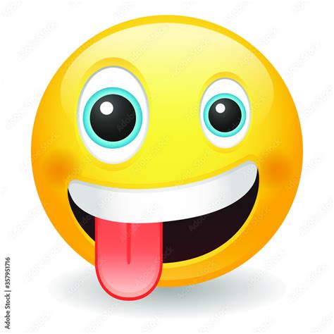 Crazy Emoji With Zany Expression Excited Emoticon Wild Face Vector