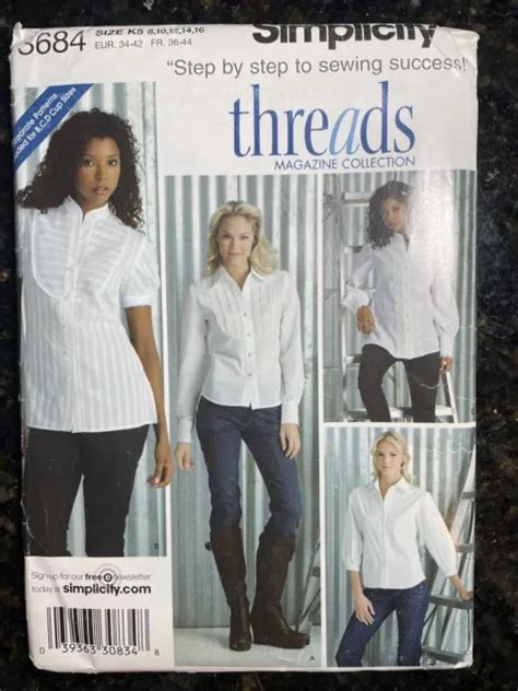 simplicity 3684 threads sewing pattern uncut 8 16 misses blouse with variations 5 99 picclick