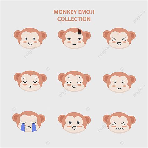 Emoji Collection Vector Design Images Cute Monkey Face Emoji