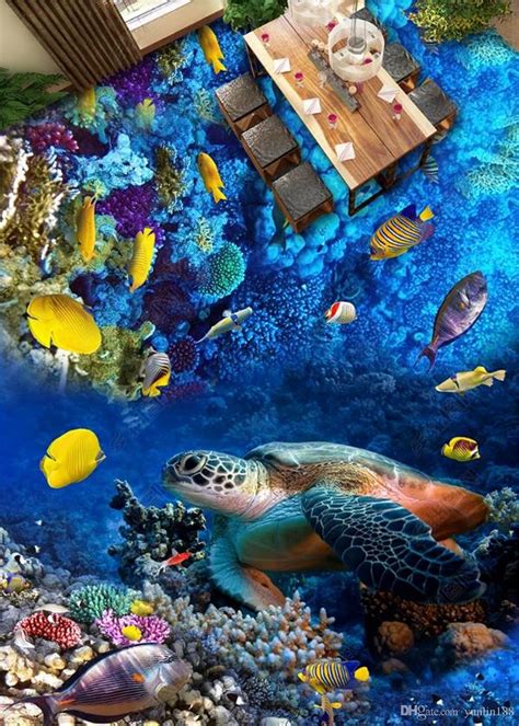 Custom Any Size 3d Mural Wallpaper Sea World Turtle