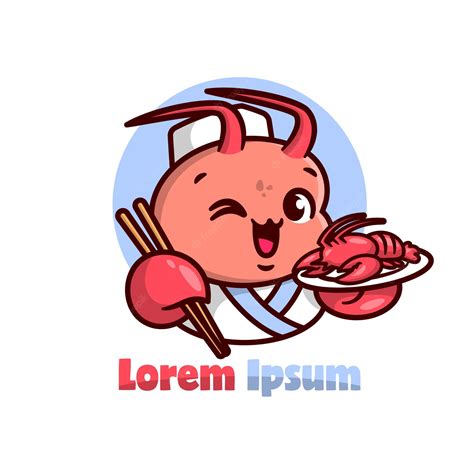 Premium Vector Cute Red Lobster Chef Is Serving Lobster Food Cartoon
