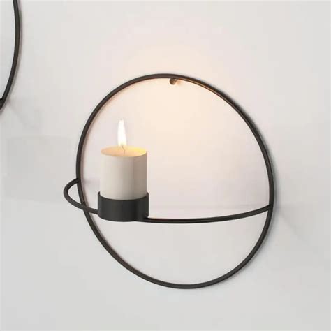 Europe Metal Candle Holder Geometric Round Candlestick Wall Mounted