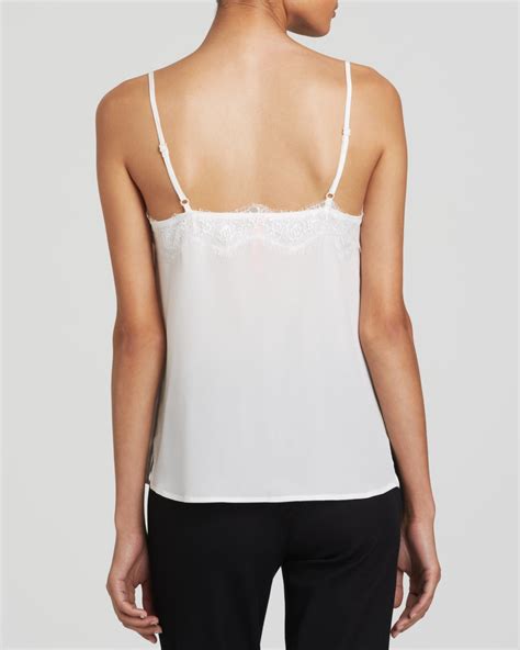 Dylan Gray Lace Trim Silk Cami In White Ivory Lyst
