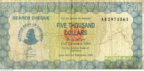 When writing a check, you're filling out a small form, with each line labeled so you know exactly 5000.00: 5000 Dollars 2003, 2003 Bearer Checks - Zimbabwe ...
