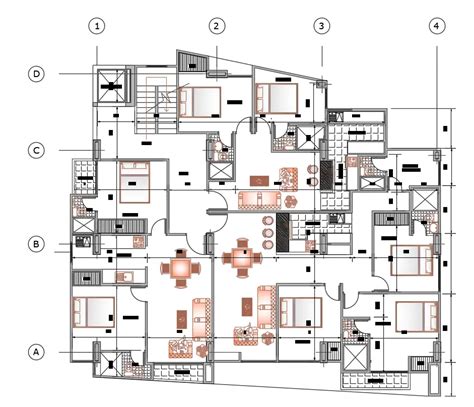 3 Bhk And 2 Bhk House Plan With Furniture Drawing Download Dwg File