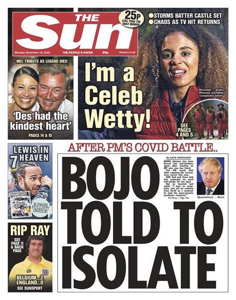 Sun Front Page 16th Of November 2020 Tomorrows Papers Today