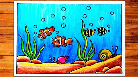 How To Draw Underwater Scenery Step By Step Easy Underwater Scenery