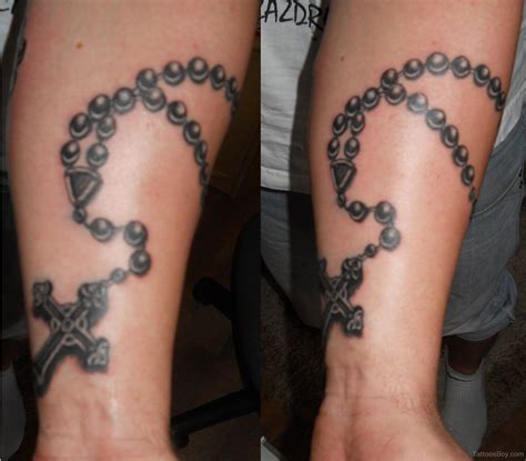 Tattoo with clearly reflects your spiritual perception of life, to unite with the christian faith. Nice Black Rosary Tattoo On Arm | Tattoos for guys ...