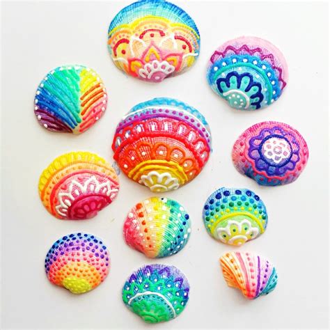 How To Make Painted Sea Shells With Puffy Paint Color Made Happy