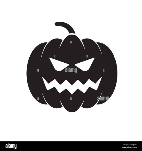 Jack Olantern Pumpkin Vector Icon Solid Black Halloween Symbol Stock