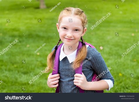 Pretty Schoolgirl Red Hair Goes School Stock Photo 1793764255